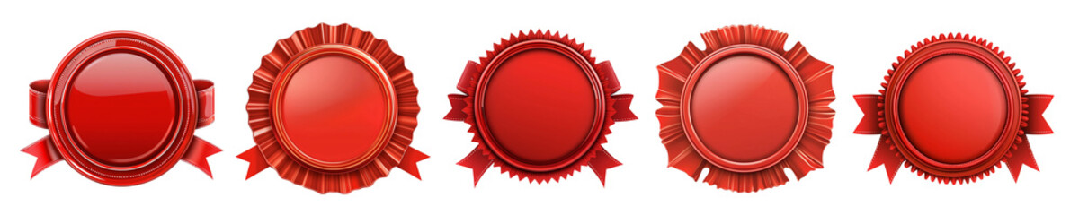 isolated red award seal banners with ribbon