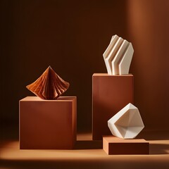 Innovative 3D-printed desserts featuring intricate geometric designs and precise details, combining modern technology with gourmet artistry.