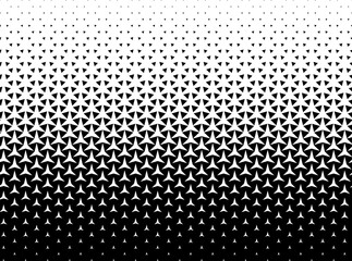 Geometric pattern of black figures on a white background.Seamless in one direction.Option with an AVERAGE fade out. Switching to black