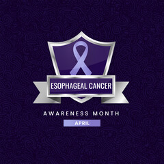 Periwinkle ribbon awareness graphic for International Esophageal Cancer Awareness Month