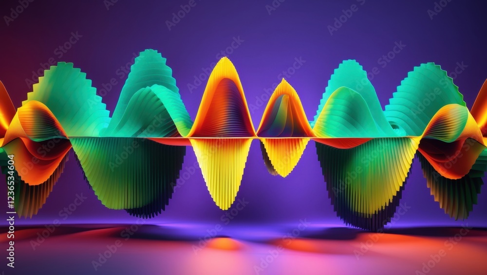 Poster colorful abstract waveform design with gradients in 3d style