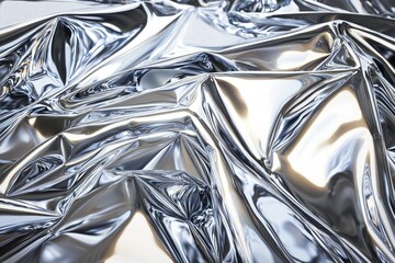 Abstract Shiny Silver Fabric Draped Texture