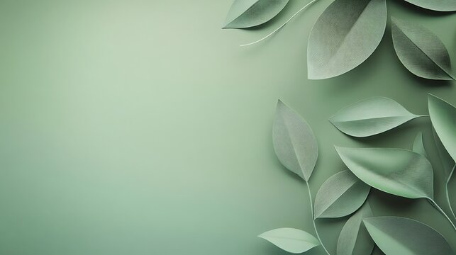 Elegant sage green leaves on a soft background