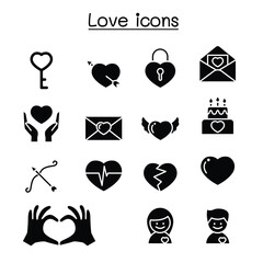 Love icons set in thin line style