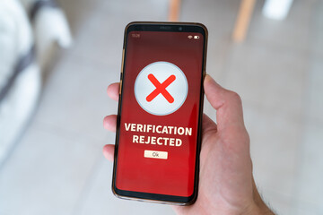 Verification rejected notification on smart phone.