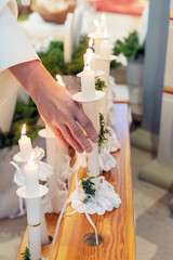 White Candle for First Holy Communion, Holy Sacraments, Christianity