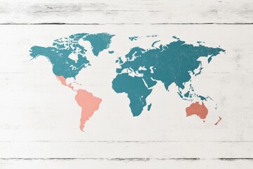 A world map with flat continents. Generative AI