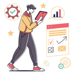 man directing with tab color vector image 