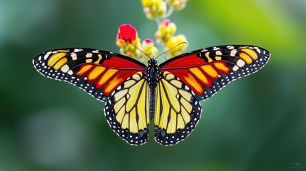 Fototapeta premium Colorful Butterfly on Flower Closeup