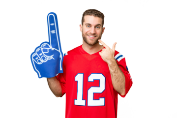 sports fan man over isolated chroma key background giving a thumbs up gesture