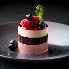 Layered desserts featuring delicate textures and rich flavors, beautifully assembled for an elegant and indulgent gourmet experience.