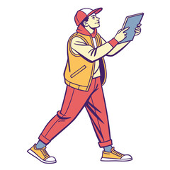 man directing with tab color vector image 