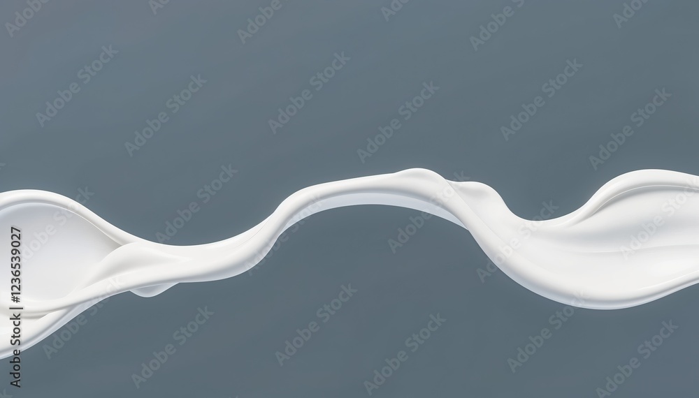 Poster fluid white substance elegantly flows across muted background dynamic abstract form
