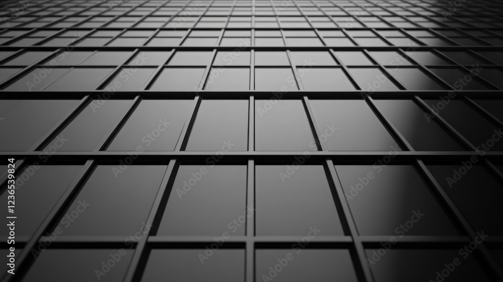 Aufkleber sleek modern architectural wall featuring grid pattern in black tones, creating a stunning visual ef