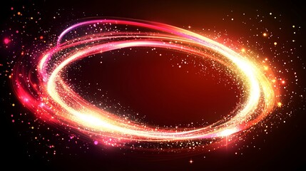 Obraz premium Red and Gold Light Trails Create Oval Shape