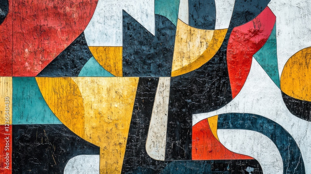 Poster Abstract geometric artwork showcasing vibrant colors and lines creating a dynamic composition in a modern style