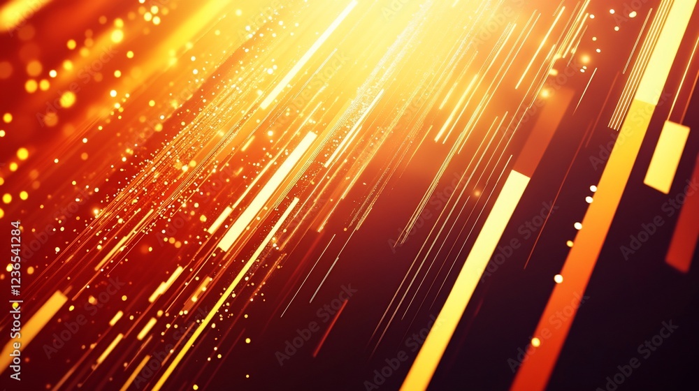Poster abstract golden light streaks and bokeh with dynamic lines for a modern look