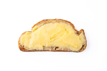 Butter that adds flavor to meals and is for breakfast on white background