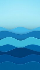 Minimalist 3D Ocean Waves, Abstract Background in Gentle Blue Tones, Perfect For Text and Design
