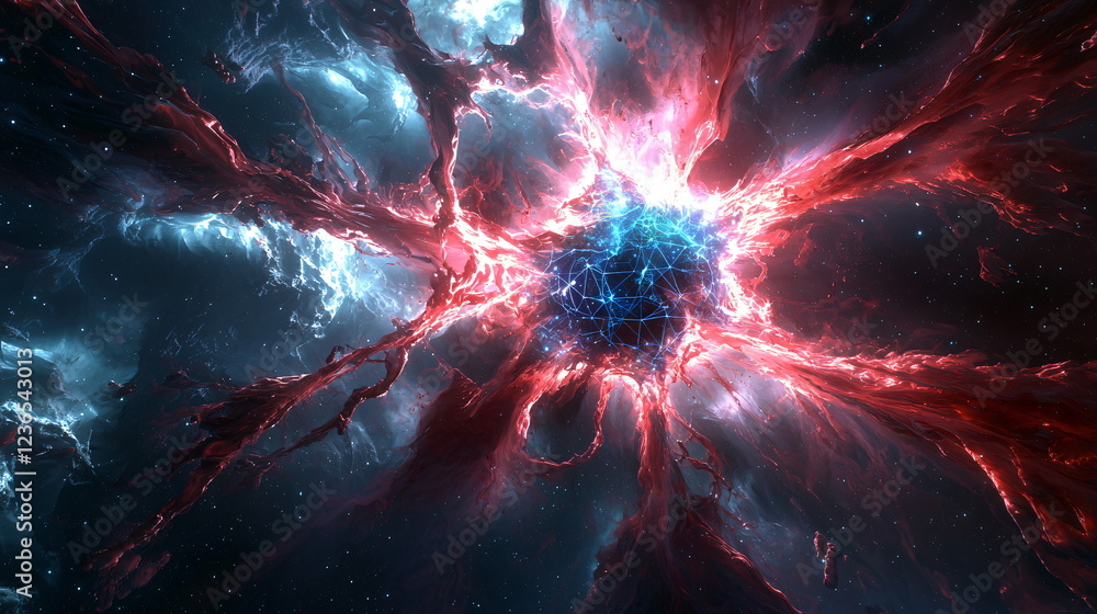 Aufkleber cosmic explosion of vibrant colors and swirling energy creating an otherworldly atmosphere with lumi