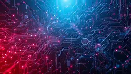 Fototapeta premium Abstract Circuitry: Glowing Red and Blue Network