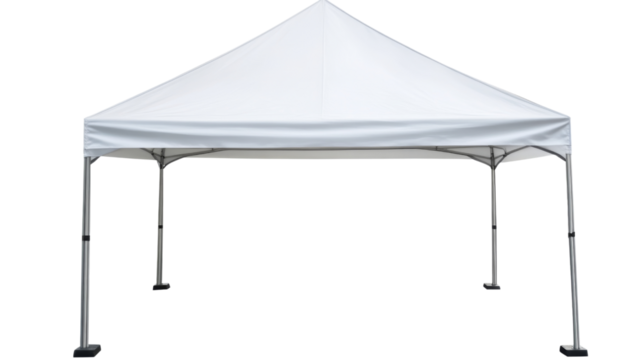 White canopy tent isolated on transparent background providing shelter