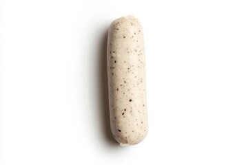 Enjoying a delicious andouille sausage on a clean white background highlighting its unique texture and quality