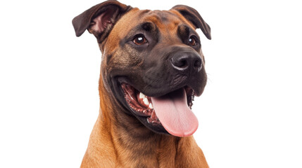 Obraz premium Portrait of happy panting brown and black dog on transparent background
