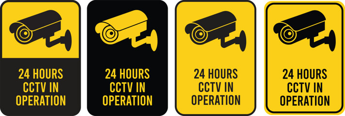 Security Camera or cctv sign, logo, badge, icon, sticker, label, emblem, stamp, symbol, black, line, flat vector, isolated illustration. Security Camera or cctv for street, home and building concept