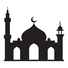 A clean, impactful silhouette of a mosque, ramadan, eid