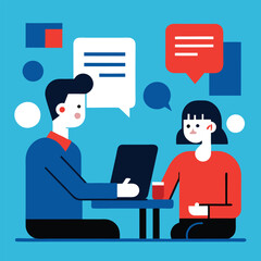 "Job Interview Conversation Vector Illustration – Professional Discussion Scene"

