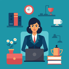 Fashion-Forward Businesswoman Vector Illustration

