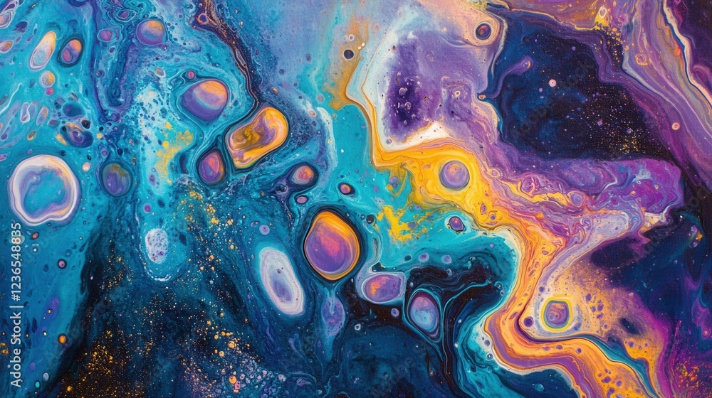 Fototapete colorful splashes of paint create a vibrant display in a studio setting during an artistic experimen