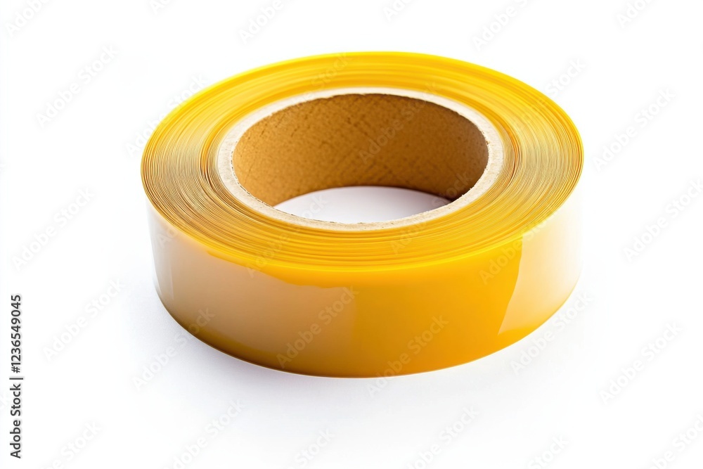 Poster high quality construction tape roll on a clean white background with sharp details and realistic lig