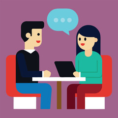"Job Interview Conversation Vector Illustration – Professional Discussion Scene"

