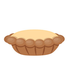 Delicious dessert chocolate pie with pudding filling cartoon isolated object illustration