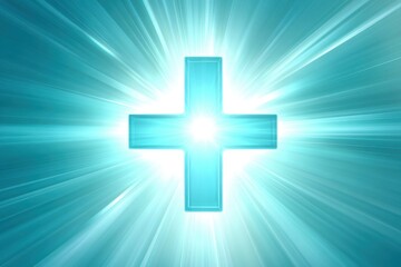 Fototapeta premium Subtle Cross Icon with Light Rays on Clean Background