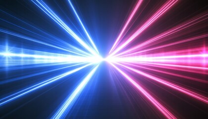 Fototapeta premium Abstract Digital Art of Bright, Shimmering Lines with Blue and Pink Lights, Perfect for Backgrounds