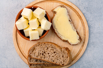 Butter that adds flavor to meals and is for breakfast on white  background