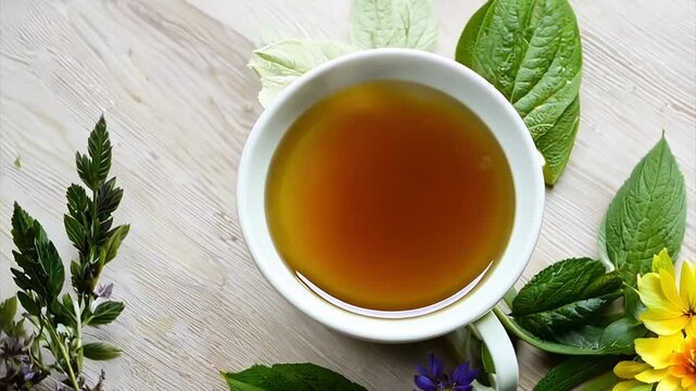 cup of tea  in nature. herbal tea