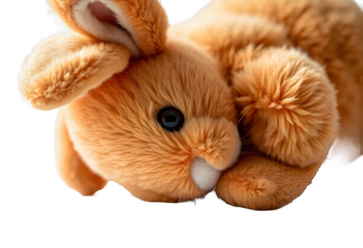 Lop rabbit, 6 months old, in front of white background
