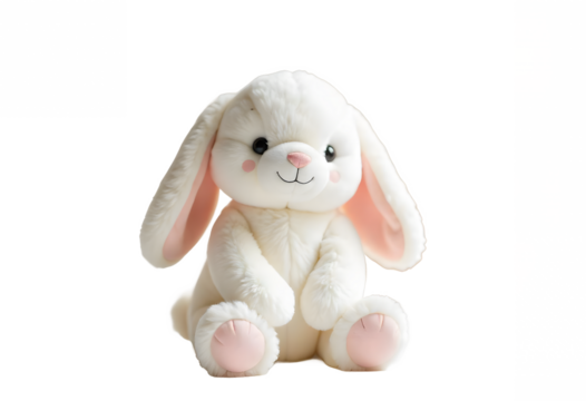 White rabbit watercolor illustration isolated. Children's cute plush toy