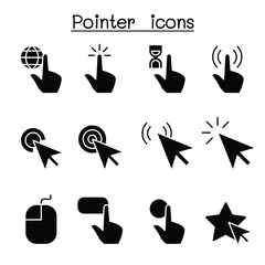 Cursor , Pointer, Click , Arrow , Finger icon set in thin line style