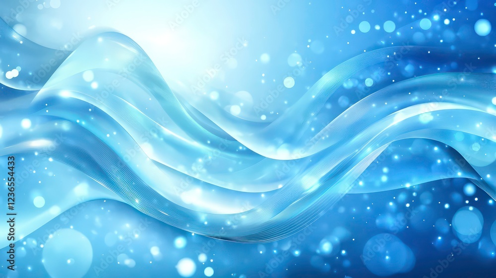 Aufkleber abstract blue wave background with bokeh lights.