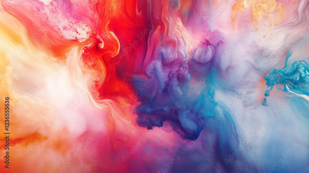 Poster abstract colored smoke background with vibrant hues and fluid swirling motion forming dynamic patter