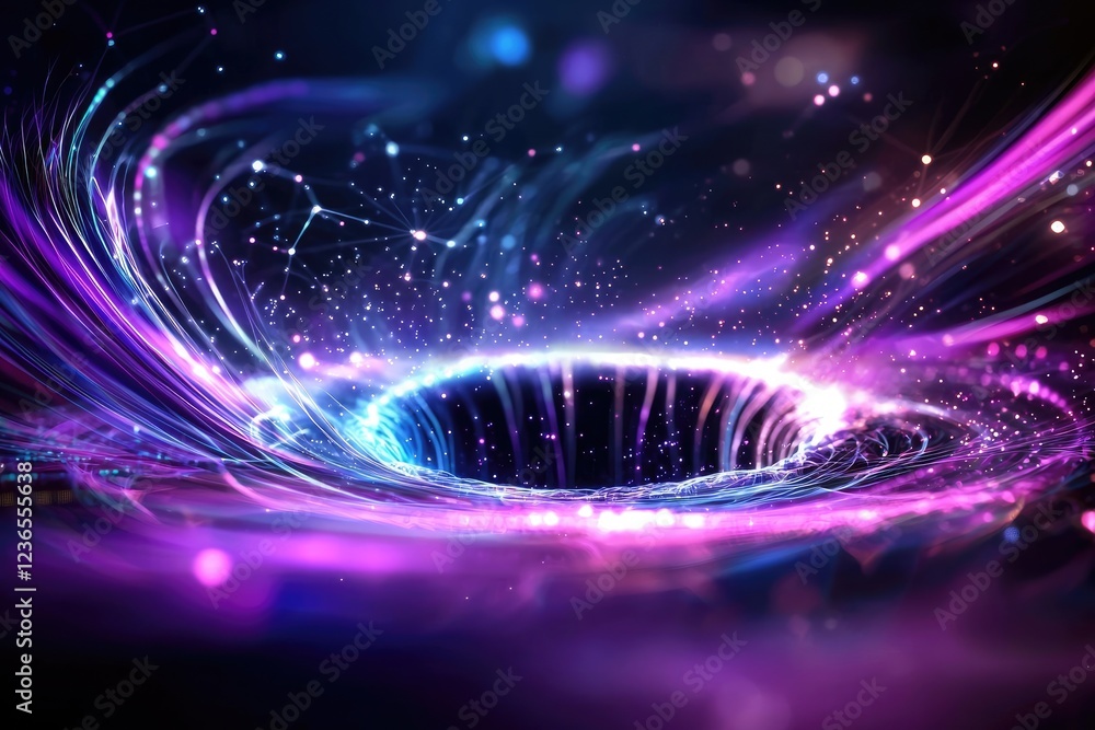 Poster abstract cosmic web illustration with colorful glowing lines and textures representing connections i