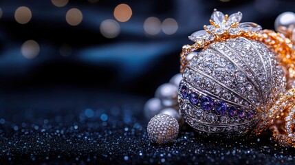 Sparkling jewelry on dark background, luxury
