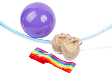 Sports items for rhythmic gymnastics.