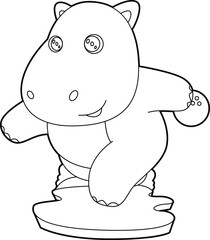 Hippo Bowling Bowling ball Animal Vector Graphic Art Illustration