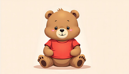 Fototapeta premium Cartoon bear smiling while sitting against a light background
